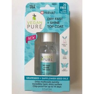 Nail-Aid Vegan Pure Dry Fast Shine Clear Top Coat 0.5 oz